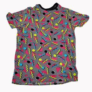 Fresh Prints of Bel Air Size L 90s Retro Geometric Pattern Graphic T-Shirt